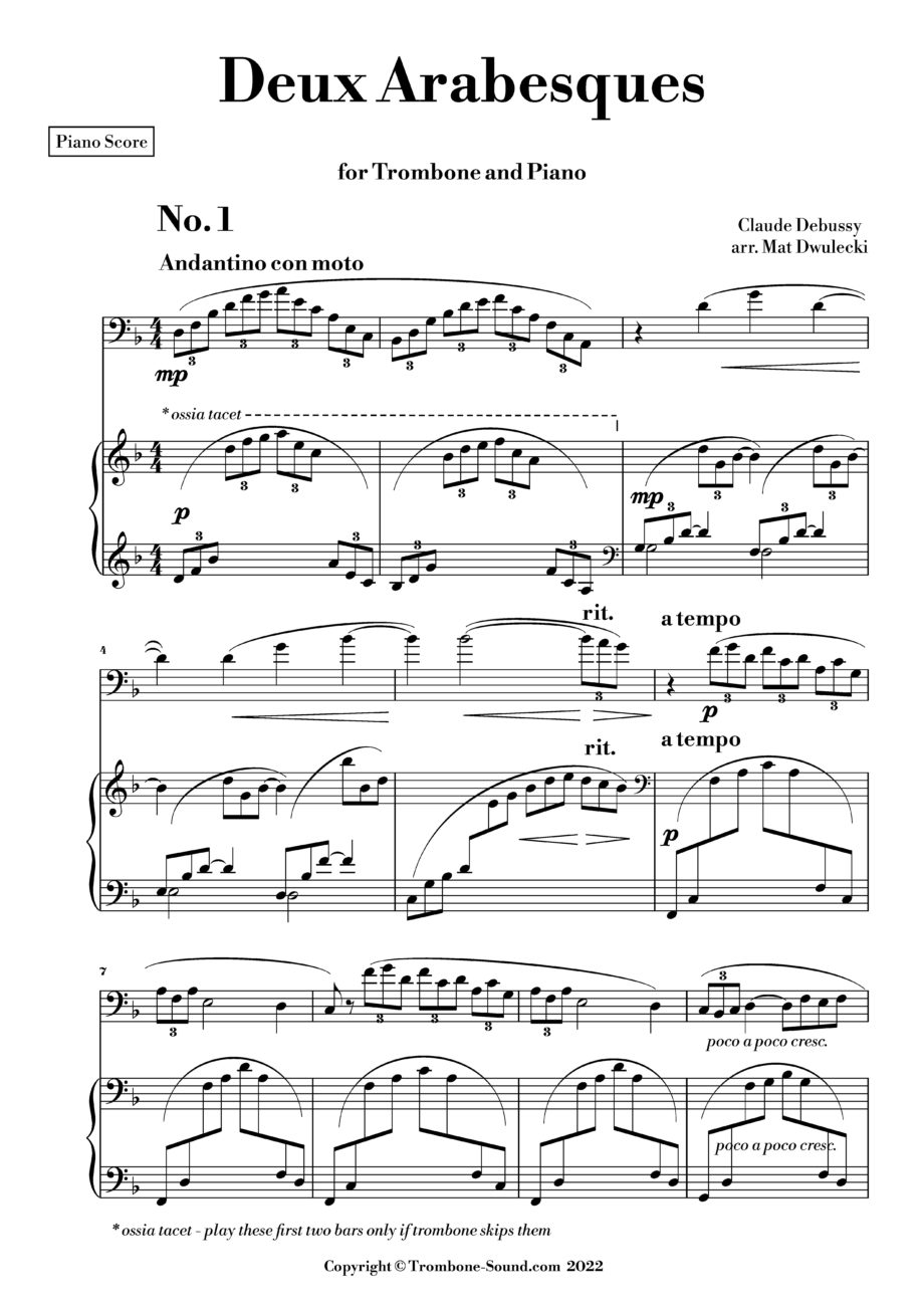 Debussy – Deux Arabesques – for Trombone and Piano