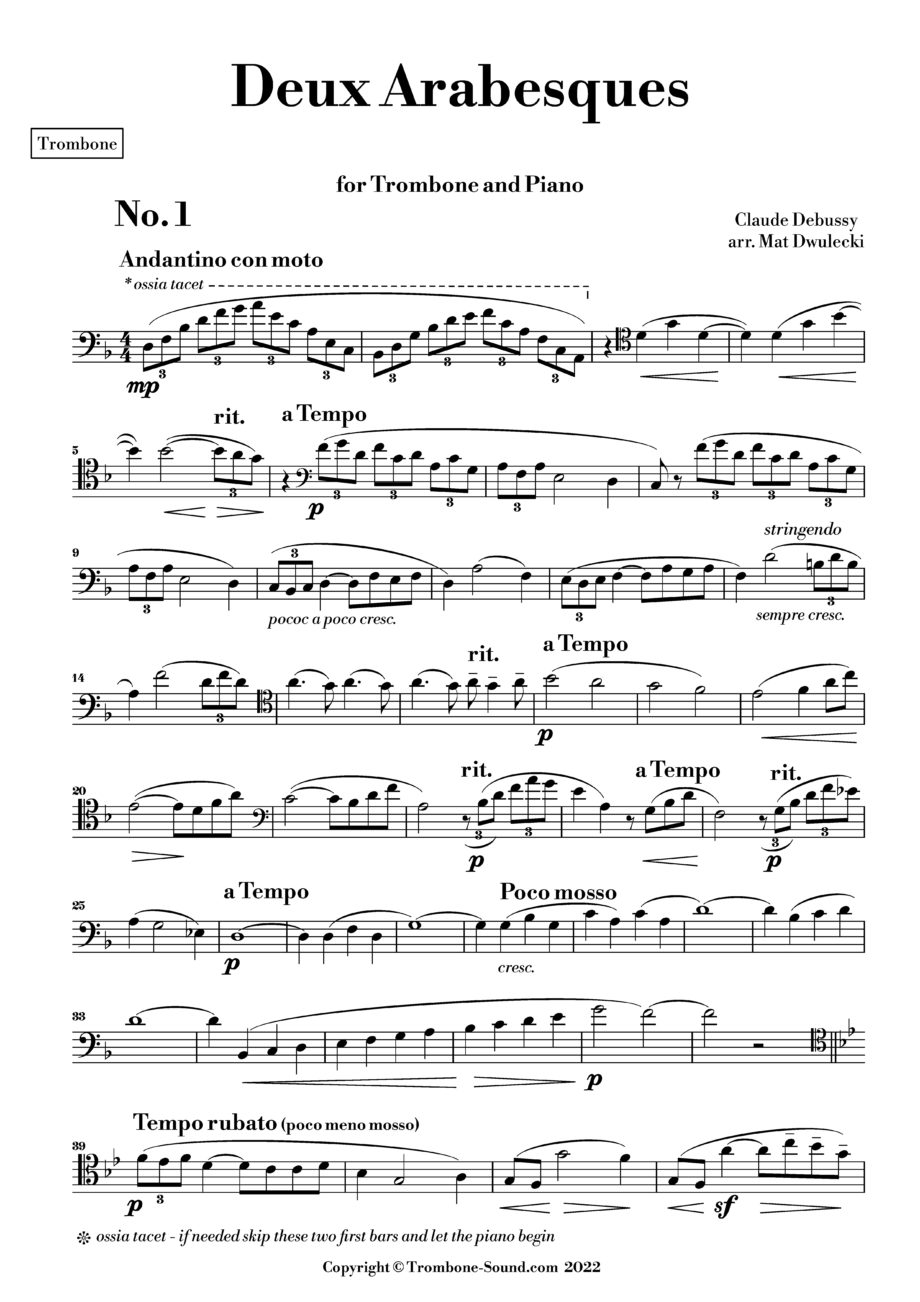 Debussy – Deux Arabesques – for Trombone and Piano