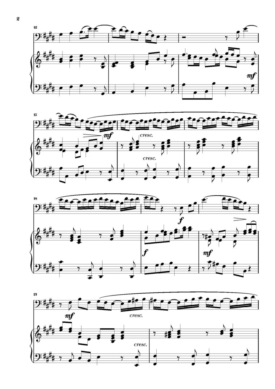 FirsSecond page of the piano score for Handel's Ev’ry Valley Shall Be Exalted, arranged for trombone and piano.