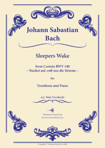Cover image of Bach's Sleepers Wake (Wachet auf, ruft uns die Stimme) BWV 140 sheet music for trombone and piano
