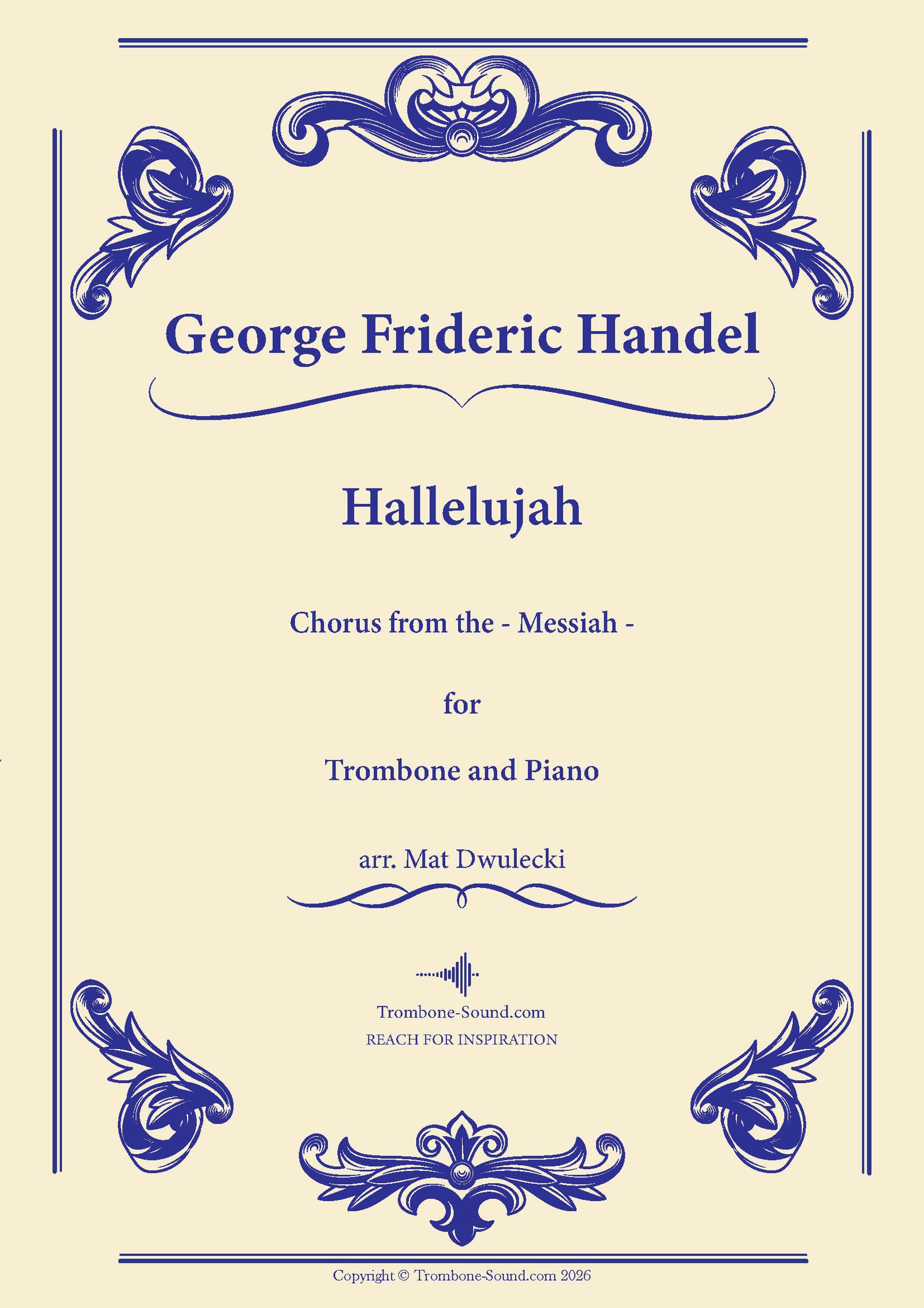 Cover of Handel’s Hallelujah Chorus from Messiah, arranged for trombone and piano
