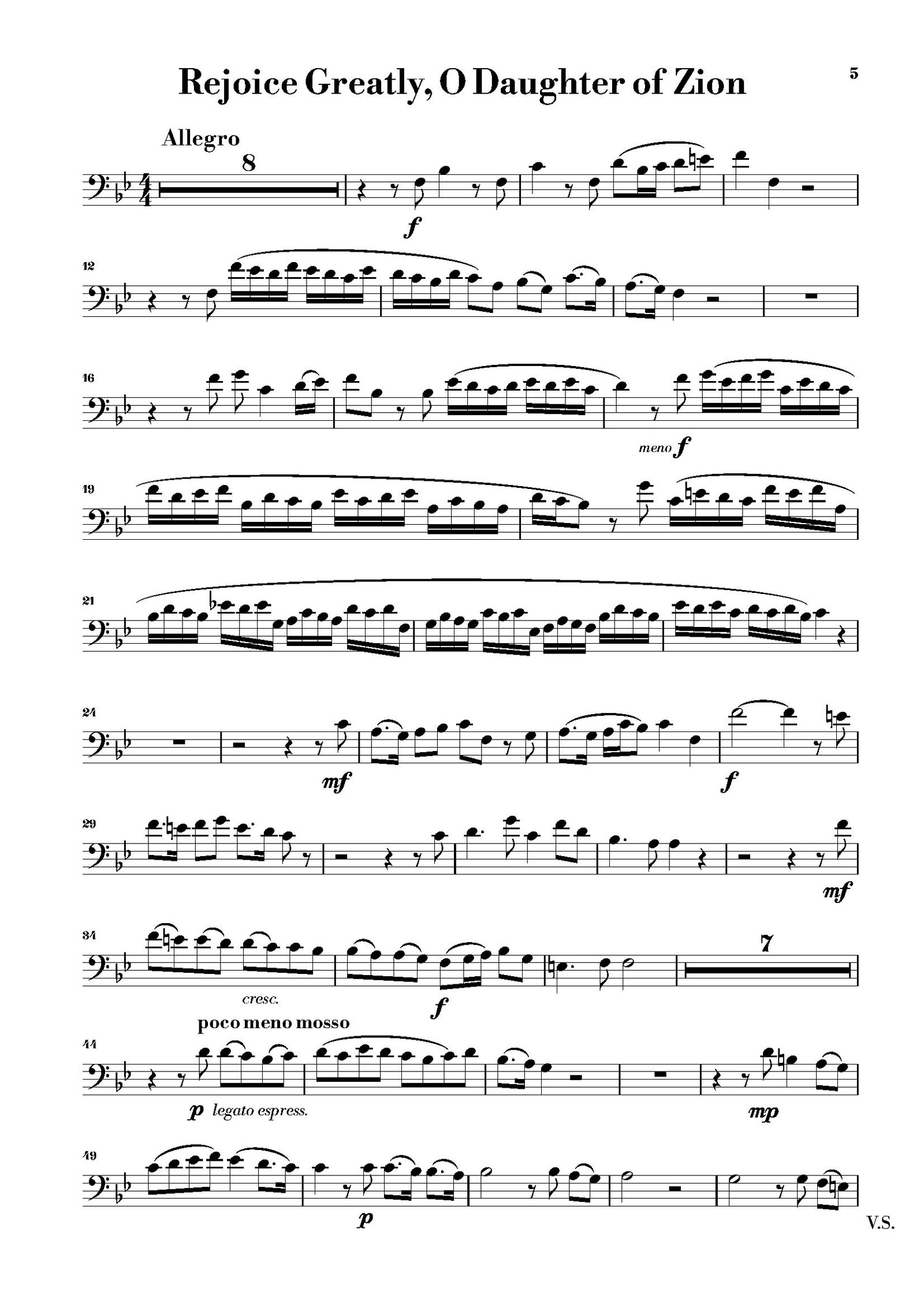 First page of the trombone part of Rejoice Greatly, O Daughter of Zion from Handel – Messiah Arias for Trombone and Piano