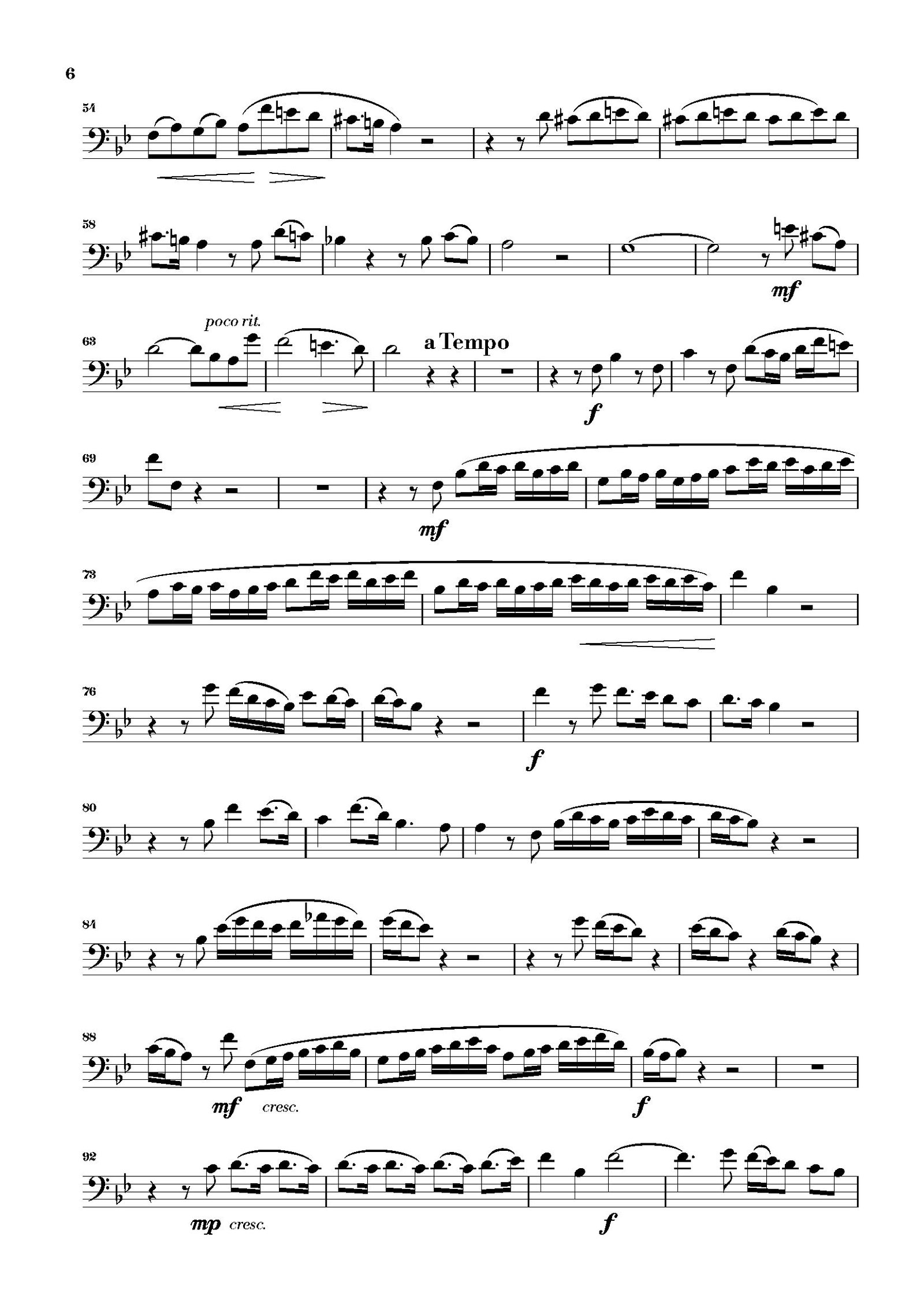 Second page of the trombone part of Rejoice Greatly, O Daughter of Zion from Handel – Messiah Arias for Trombone and Piano