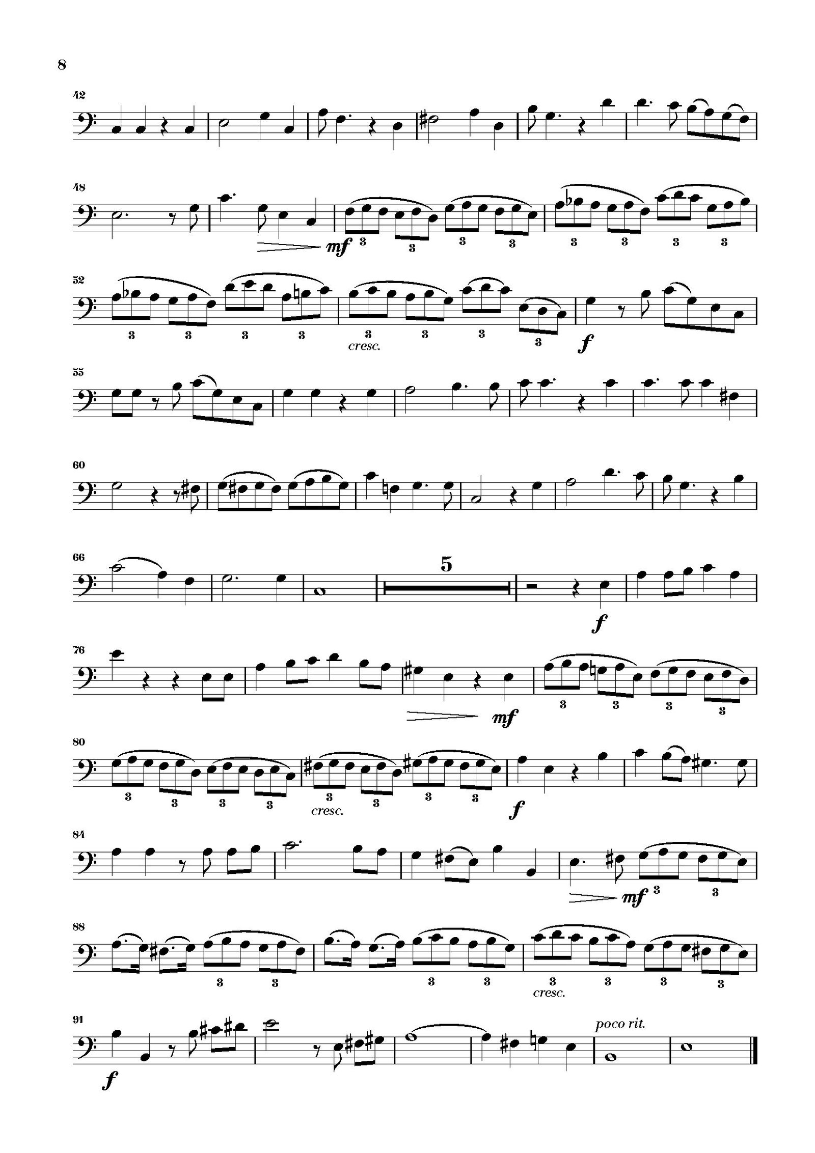 Second page of the trombone part of Why Do the Nations So Furiously Rage Together from Handel – Messiah Arias for Trombone and Piano